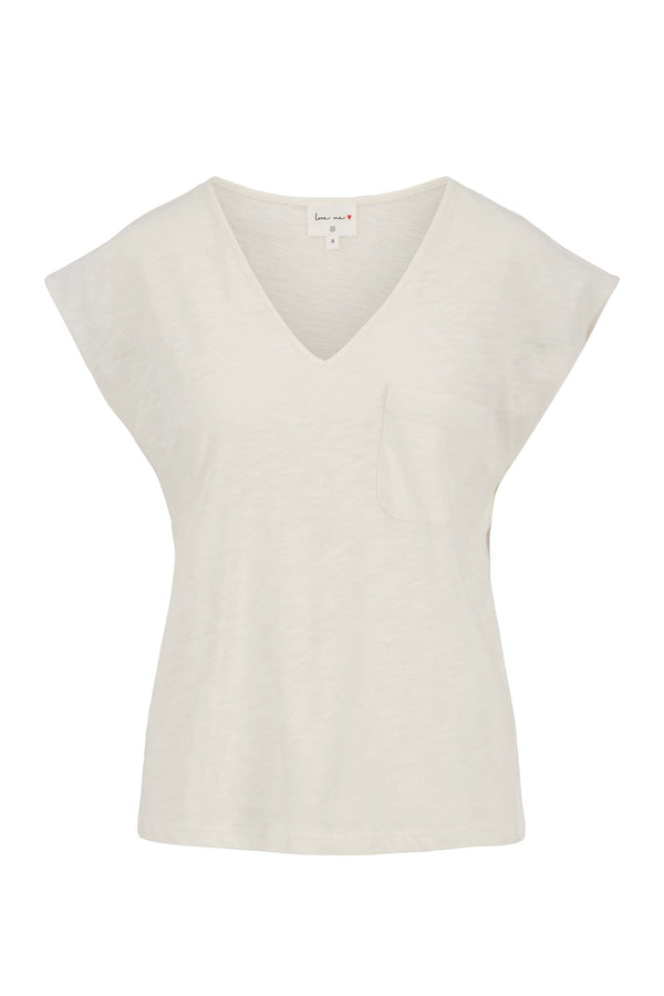 zusss top slub met V hals met zak off white