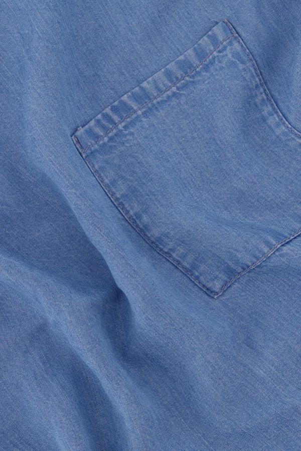 Zusss Top Tencel Korte Mouw Lichte Denim