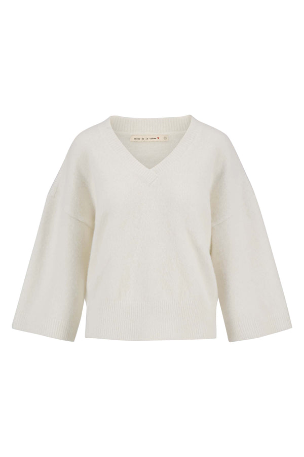 zusss trui korte mouw met V hals wit