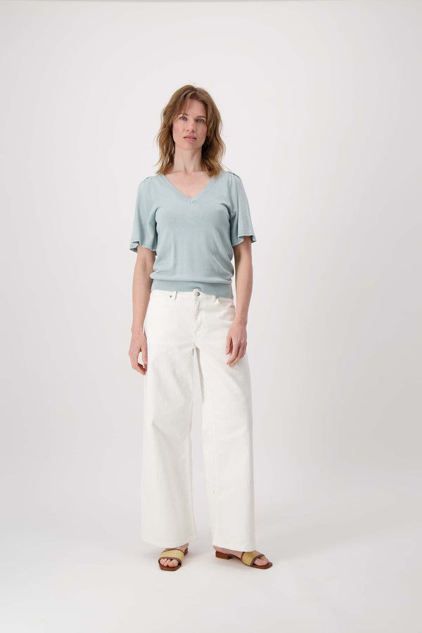 Zusss Trui Met Vlindermouw Grijsblauw