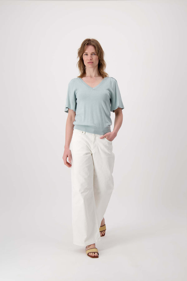 Zusss Trui Met Vlindermouw Grijsblauw