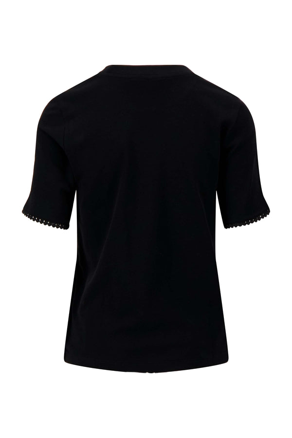 Zusss Tshirt Met Haak Detail Op Mouwen Zwart