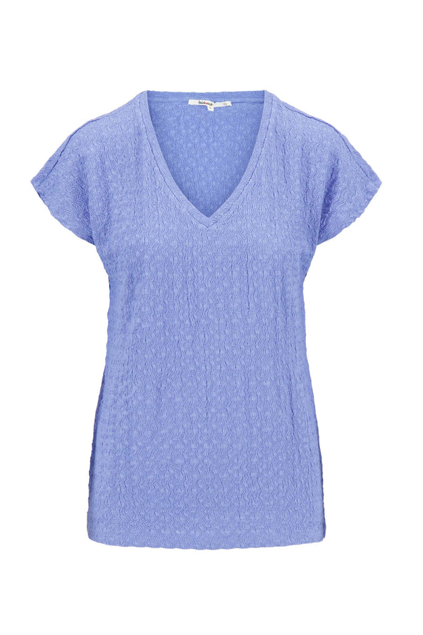 zusss V hals top van crinkle stof lavenderblauw
