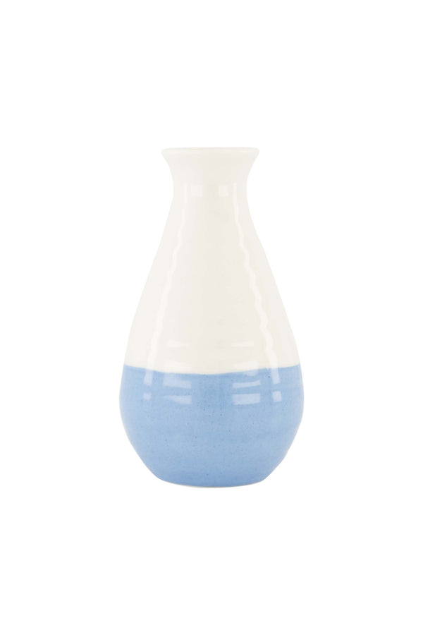 zusss vaasje keramiek smal wit / blauw