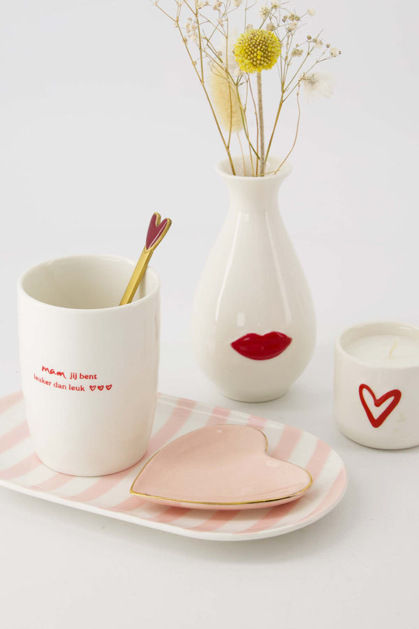 Zusss Vaasje Keramiek Wit / Rood