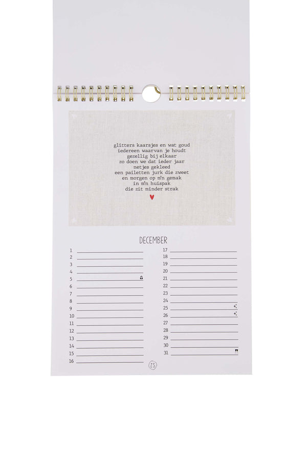 Zusss Verjaardagskalender Linnen Naturel