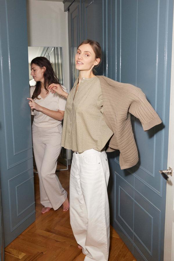 zusss vest structuur steek kaki