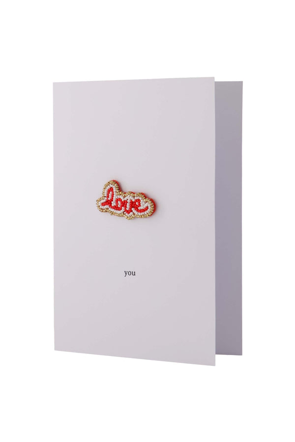 zusss wenskaart love broche wit / rood