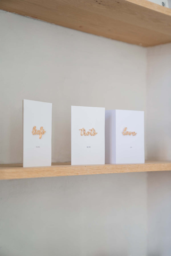 Zusss Wenskaart Love Magneet Wit / Goud