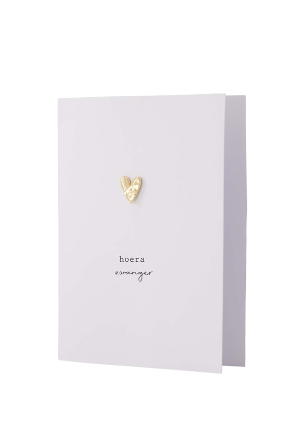 zusss wenskaart met broche hoera zwanger wit