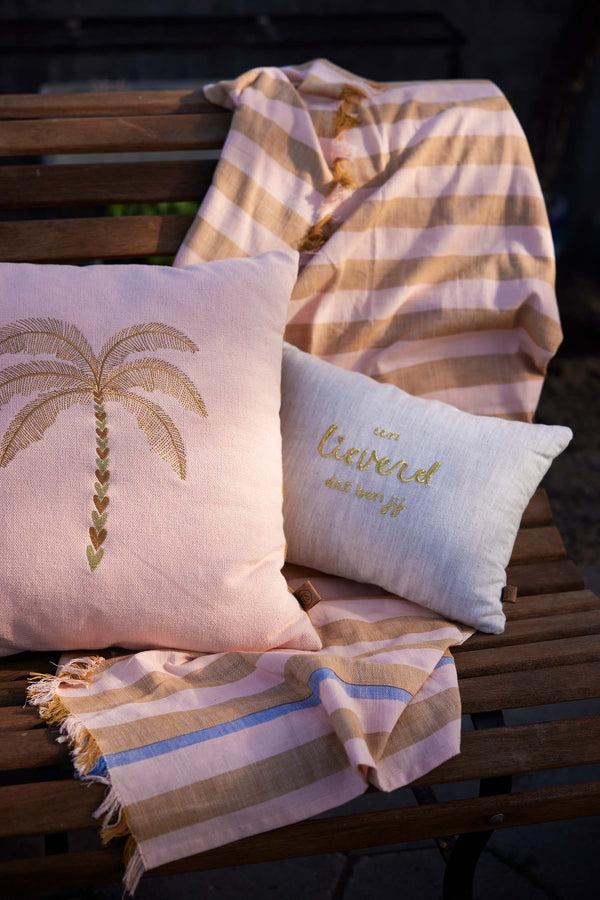 Zusss Zomerdoek Strepen 90x200cm Roze / Honing / Blauw